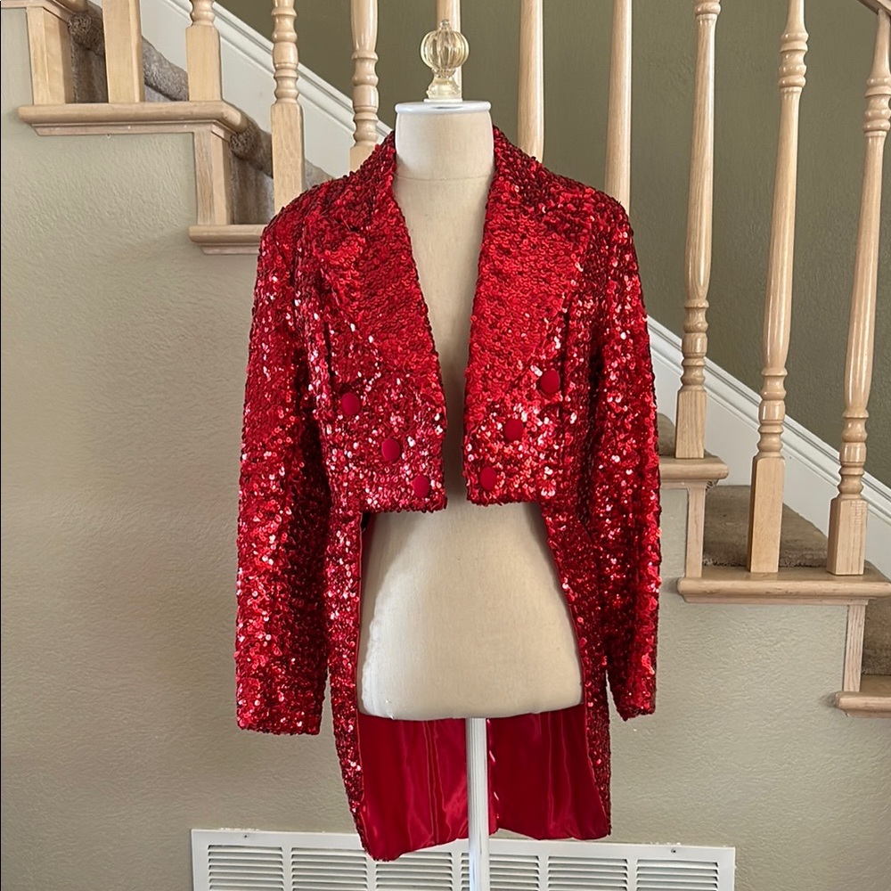 Elegant Red Sequin Women's Jacket